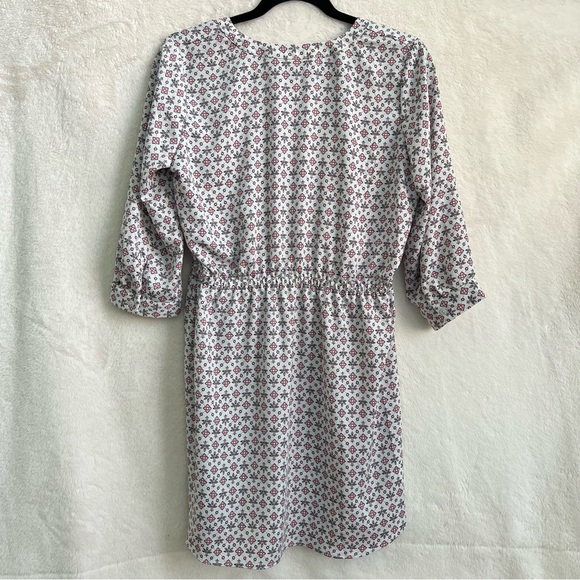 LOFT Outlet Floral Print V-neck Drawstring Mini Dress Medium Petite - Picture 3 of 6
